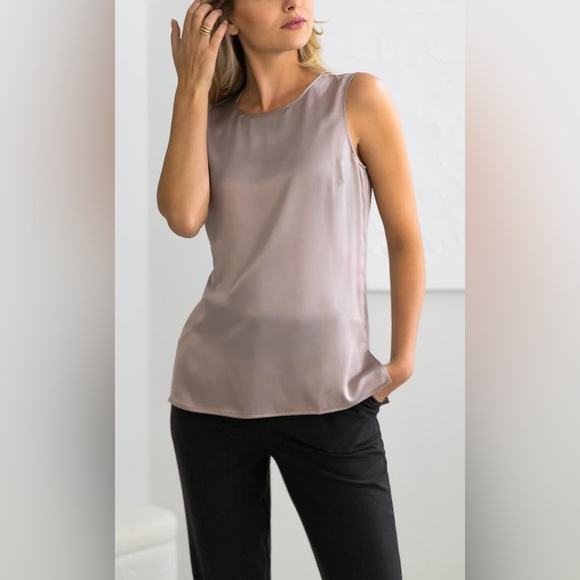 Ravella Giada Silk Shell Tank in Truffle size medium - Picture 2 of 7